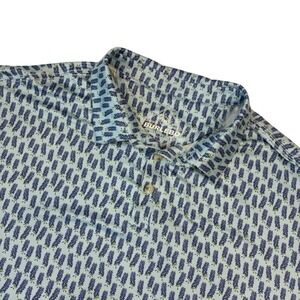 Burlebo Polo Shirt Mens 2XL Blue Bluebonnet Floral Performance Short Sleeve Golf